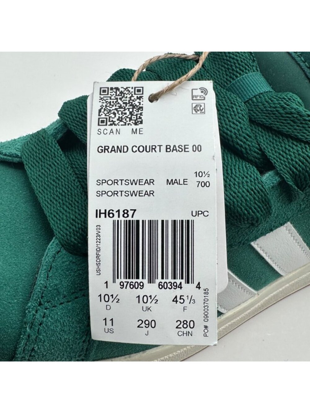 Men's Adidas Grand Court Base 00s Collegiate Green IH6187  Shoes Size 11 NEW - Picture 9 of 10